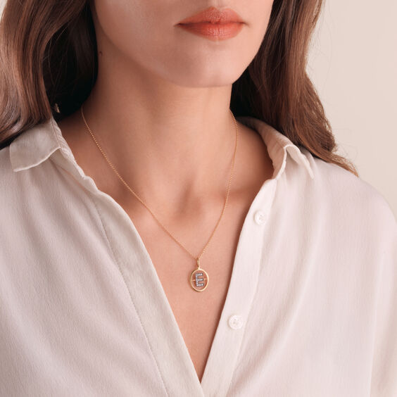 18ct Gold Diamond Initial E Necklace